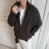 New Japanese Retro Men Cardigan Jacket Winter Light Luxury Trendy Turtleneck Knit Zip-up Long Sleeve Sweater Coat Premium Outfit voguable