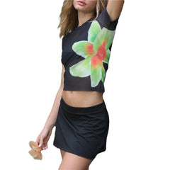 y2k Outfits 2 Piece Set Women Floral Print Short Sleeve Tank Top and Short Skirt 2000s Aesthetic Clothing Streetwear voguable