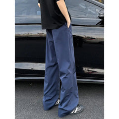 Voguable American Functional Micro-flare Men Spring and Autumn Loose Silhouette Floor Wide-leg Work Pants voguable