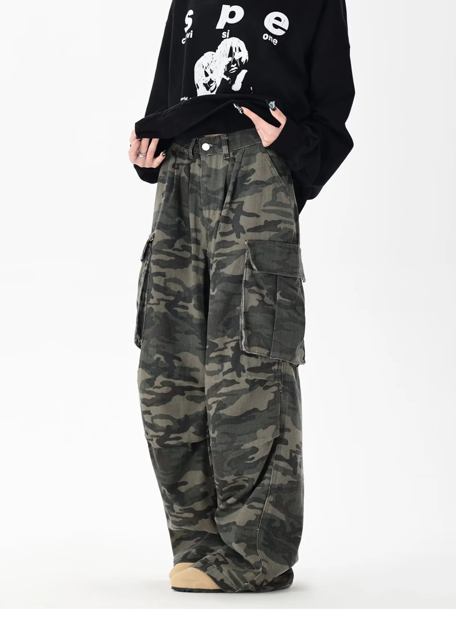 Camouflage Jeans Man Y2K Hip Hop Vintage High Waisted Jeans Straight Streetwear Casual Loose Large Size Wide Leg Denim Pants voguable