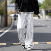 Jeans Mens Classic Straight Leg Jeans White Tie Dye Denim Pants Unisex Fashion Casual Trousers Streetwear Hip Hop Style Washed voguable