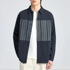 Voguable Spring New Korean Trendy Simple Drape Striped Long Sleeved Coat Shirts Men Lapel Buttons Patchwork Vintage Casual Versatile Tops voguable