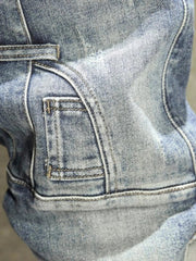 Voguable Fashionable Workwear Jeans Men's Slim Fit High Street Trend Patchwork Long Pants New Arrival Youth Casual High Waist voguable