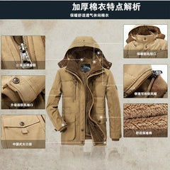Men Outdoor Jacket Men New Hat Windbreakers Parka Waterproof Fleece Hooded Men's Coats Men's Leisure Velvet Thick Warm Coat voguable