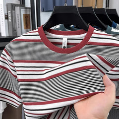 Voguable Mens Striped Crew Neck T Shirt Casual Short Sleeve Breathable Tee voguable