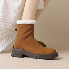 Winter Women Boots Warm Ankle Boots for Women Cow Suede Side Zipper Snow Boots Casual Shoes Woman Leisure Platform Boots voguable