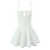 Sexy Women White Sling Mini Dress Fashion Low Waist A-line Short Summer Dresses Chic Lady Vacation Robe Party Vestidos