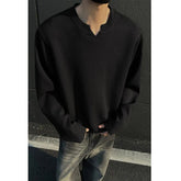 Spring Long Sleeved T-shirt Men Oversized Fashion White V-neck T Shirt Men Streetwear Korean Loose Pullover T Shirt Mens Top voguable