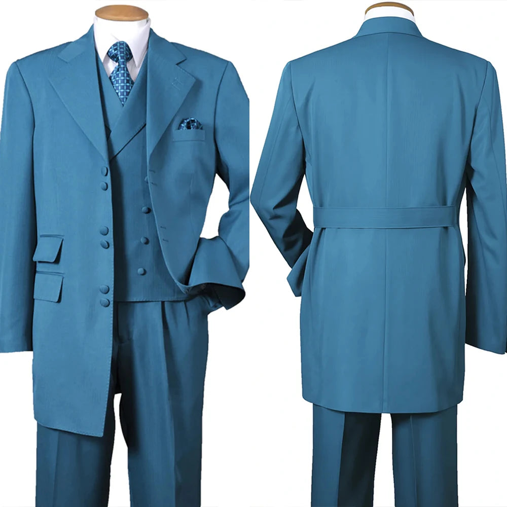 Voguable Luxury Men's Suit 3 Pieces Blazer Vest Pants Peaked Lapel Satin Business Formal Work Wear Wedding Groom Homme voguable