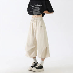 Summer Thin Casual Pants Men Fashion Black Wide Leg Pants Men Streetwear Hip-hop Loose Ice Silk Pants Mens Cropped Trousers voguable