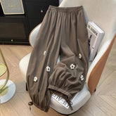 Voguable 3D Floral Women Bloomers Pants Summer Sweet Solid Loose High Waist Harem Trouser Casual Oversize Female New Ankle Length Pants voguable