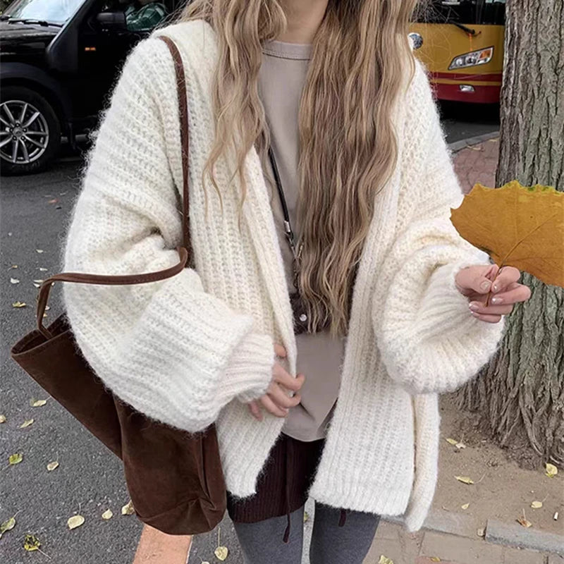 Chunky Knit Open Front Hooded Cardigan for Women Comfy Longline Sweater Hoodie Coat Female Casual Chic Autumn Winter Outfit voguable