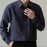 Elegant Fashion Harajuku Slim Fit Male Clothes Loose Casual All Match Outerwear Lapel Collar Solid Button Long Sleeve Jacket voguable