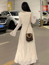 Autumn Elegant Solid Ruffles Fairy Dresses Korean Fashion Slim Wasit A Line Midi Dress Women Princess Party Vestidos New voguable