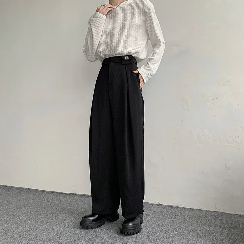 Voguable Black Suit Pants Men Oversized Fashion Social Men Dress Pants Korean Loose Straight Wide Leg Pants Men Office Formal Trousers voguable