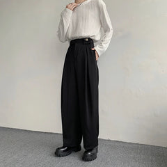 Black Suit Pants Men Oversized Fashion Social Mens Dress Pants Korean Loose Straight Wide Leg Pants Mens Office Formal Trousers voguable