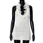 Voguable Sexy Halter Backless Tassel Y2K Knitted Dress Women Winter Fashion Sleeveless Deep V-Neck Thin Sweater Club Dresses Bodycon voguable