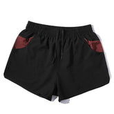 Voguable Men's Teal Blue Color Block Elastic Waist Drawstring Shorts Quick Dry Casual Sports Shorts voguable