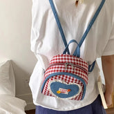 Kawaii Sweet Contrast Color Plaid Women Handbags Vintage Patchwork Denim Underarm Bag Y2k Aesthetic Luxury Design Shoulder Bags voguable