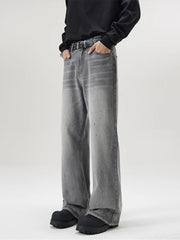 Fashion Paint Spots Men's Vintage gray Baggy Jeans High Street Bootcut Trousers Personality Streetwear Hip Hop Male Denim Pants voguable