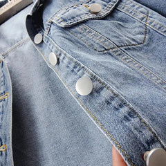 Vintage Cropped Denim Jacket Women Summer Loose Single Breasted Turn Down Collar Short Sleeve Tops Harajuku Casual Jean Jacket voguable