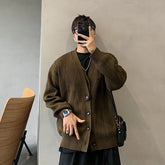 Autumn Men's Luxury Knitted Solid Color Buttons Cardigan Sweater Long Sleeve Casual Streetwear Loose Stylish Leisure Coat voguable