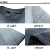 Mens Gradient Washed Loose Crew Neck Tee Streetwear Vintage Distressed Oversized Tshirt man Casual Fashion Trendy Basic Top 2025 voguable