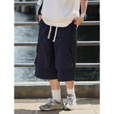 Men's shorts summer new American retro large pocket workwear quick-drying casual loose thin section knee-high trend y2k tops emo voguable
