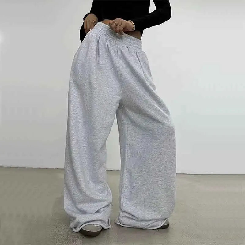100% Cotton Loose Wide Leg Pants Women Fall Fashion Japanese High Waist Drawstring Casual Sweatpants Y2K Hip Hop Streetwear New voguable