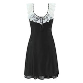 Romantic Girl Lace Spliced Sexy Off Shoulder Dress Women Short Sleeve Slim A-line Mini Dresses Summer Robe voguable