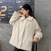 Winter Artificial Rabbit Warm Puffer Jacket Women Korean Loose Long Sleeve Lapel Parka Coats Solid Chic Plush All Match Outwear voguable