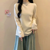 Voguable Thick Bottoming Autumn Winter New Style German Velvet Warm Ear-side High Collar Slimming Loose Thickened Long-sleeved Top Women voguable