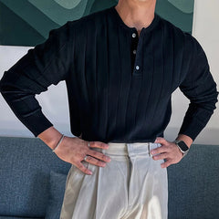 New Korean Trendy Men Henry Sweater Light Luxury Knitted Solid Color Long Sleeve Pullover Premium Quality Skin-friendly Knitwear voguable