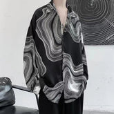 Voguable Autumn Winter New Fashion Temperament Casual Simple Blouse Man Design Print Geometric Y2K Loose Top Shirt Men Streetwear Clothes voguable