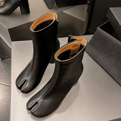 Boots Women New Genuine Leather Boots Women Shoes Zipper High Heels Ankle Boots for Ladies Autumn Winter Fashion Botas voguable