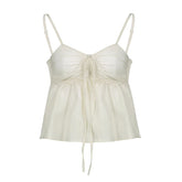 Voguable Korean Style Sweet Fluffy Camis A-line Lace-up Double Layers Crop Top Y2K Aesthetic Tank Tops Holiday Cute Vest Women voguable