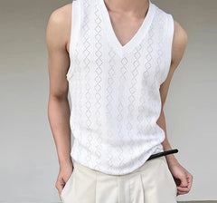 Men Tank Tops V Neck Sleeveless Summer Male Vests 2025 See Through Tops Breathable Fashion Men Clothing Streetwear S-5XL voguable