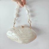 Oval Marble Beige Shell Acrylic Luxury Elegant Lady Evening Bag Cute Handbag Wedding Lady Girl Female Mini Purse voguable