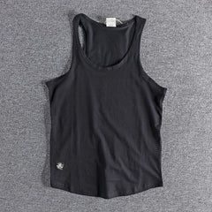 Voguable Summer New American Retro Sleeveless O-neck Soild Sleeve T-shirt Men's Fashion 100% Cotton Washed Old Casual Sports Vest Tops voguable