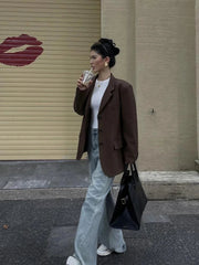 Casual Long Sleeved High-end Suit Jacket For Women Blazers Coat Fashion Design 2024 New Tops Brown Office Lady Top Y7CS voguable