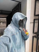 American Denim Jacket Hooded Pullover Sweatshirt For Men Women Trendy Couple's Clothing Oversized Hoodie Harajuku Gothic hoodie voguable