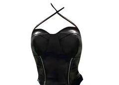 Voguable Cool Black Sexy Slim Fit Strapless Tops Women+ Y2k E-Girl High Waist Ruched A-line Skirts 2024 Summer Leather Two Piece Sets voguable