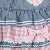 Voguable Preppy Style Lolita Kawaii Skirts Japanese Sweet Mini Women Harajuku Cute Ball Gown Denim Skater Y2K High Waist Lace Cake Skirts voguable