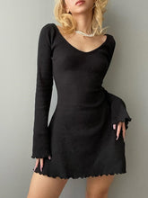 Black Frill Long Sleeve Mini Dress mysite