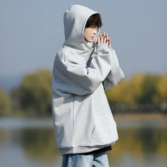 Spring Casual Hoodie Mens Half Zip Pullover Pure Color Streetwear Oversize Comfort Loose Fit Trending Hooded Sweatshirt voguable