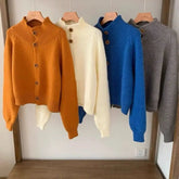 Autumn Winter Fashion Solid Sweater Coats Women New Turtleneck Button Vintage Ingle-breasted Long Sleeve Knitted Cardigans Tops voguable