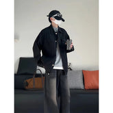 Spring Black Denim Jacket Men Fashion Retro Pocket Denim Jackets Men Streetwear Hip-hop Loose Bomber Jacket Mens Cowboy Coat voguable