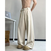 Black Belt Suit Pants Men Fashion Society Mens Dress Pants Korean Loose Wide Leg Pants Mens Office Formal Trousers Plus Size voguable