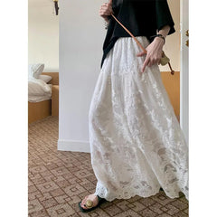 Fat Mm Large Size 300 Catties White Lace Skirt for Women in Spring New High-waisted Slim Big Sling Skirt voguable