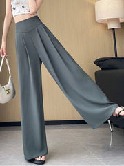 Loose Casual Suit Wide Leg Pant Women Elegant Korean High Waist Fashion Trousers Chic Simple Solid Female Black Pants New voguable